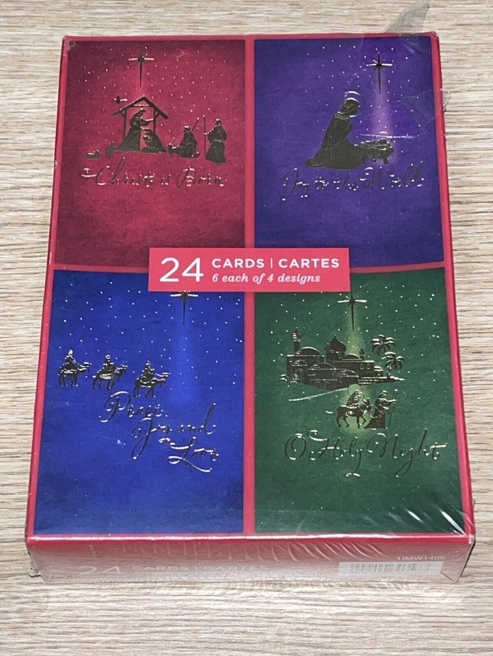 Assorted Religious Christmas Cards - 24 Pack with Gold Foil Designs & Envelopes